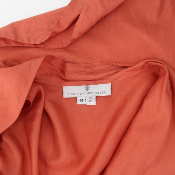 J Morgan Puett Silk Duster Pumpkin Orange Double Breasted Shack Inc. Dress M - Picture 9 of 16